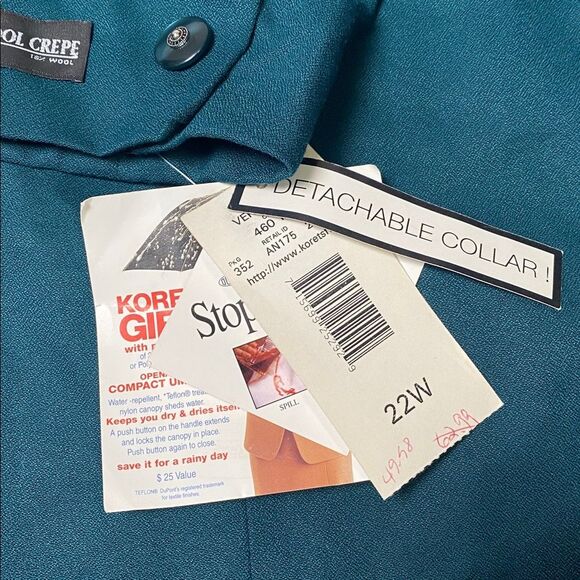 Vintage Koret Washable Wool Jacket Detachable Faux Fur Collare Women's Size 22W - Picture 8 of 10